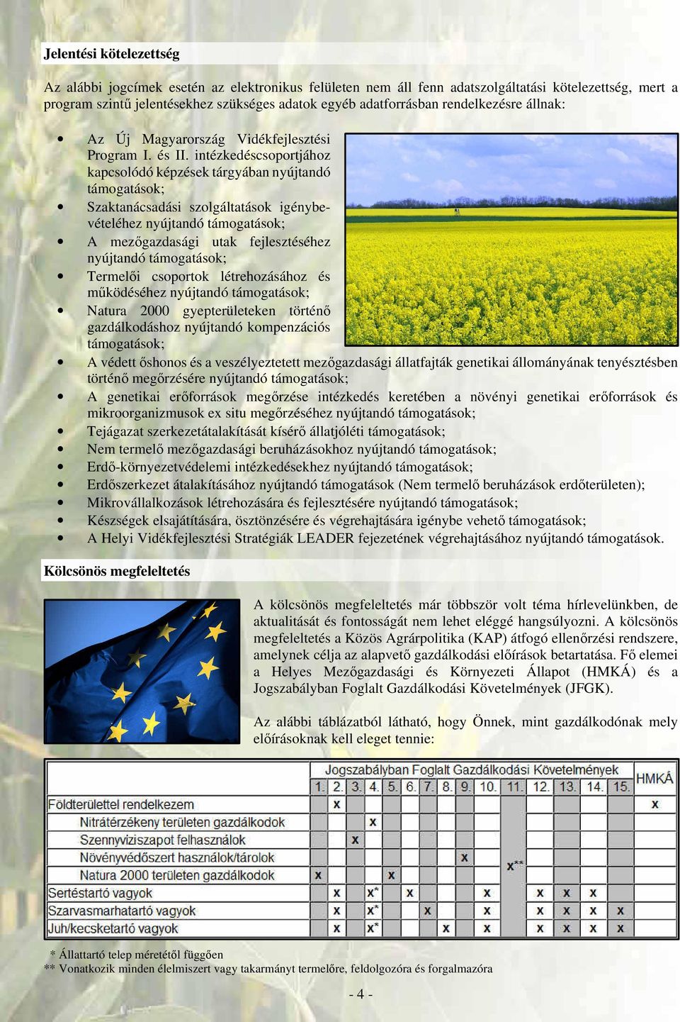 intézkedéscsoportjához kapcsolódó képzések tárgyában nyújtandó támogatások; Szaktanácsadási szolgáltatások igénybevételéhez nyújtandó támogatások; A mezőgazdasági utak fejlesztéséhez nyújtandó