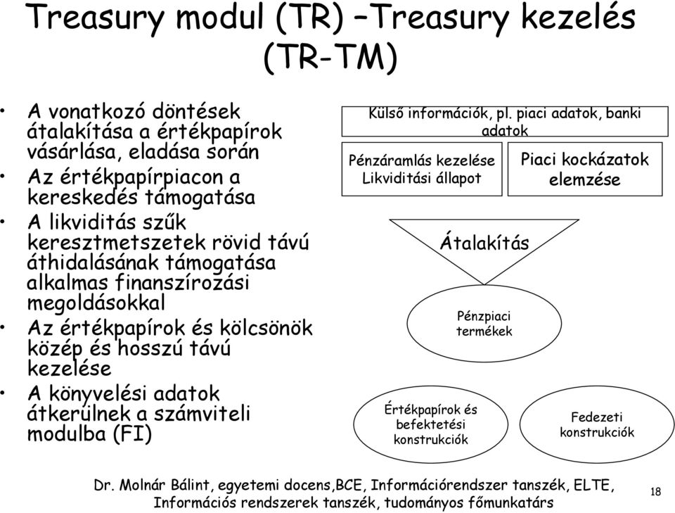 kölcsönök közép és hosszú távú kezelése A könyvelési adatok átkerülnek a számviteli modulba (FI) Külső információk, pl.