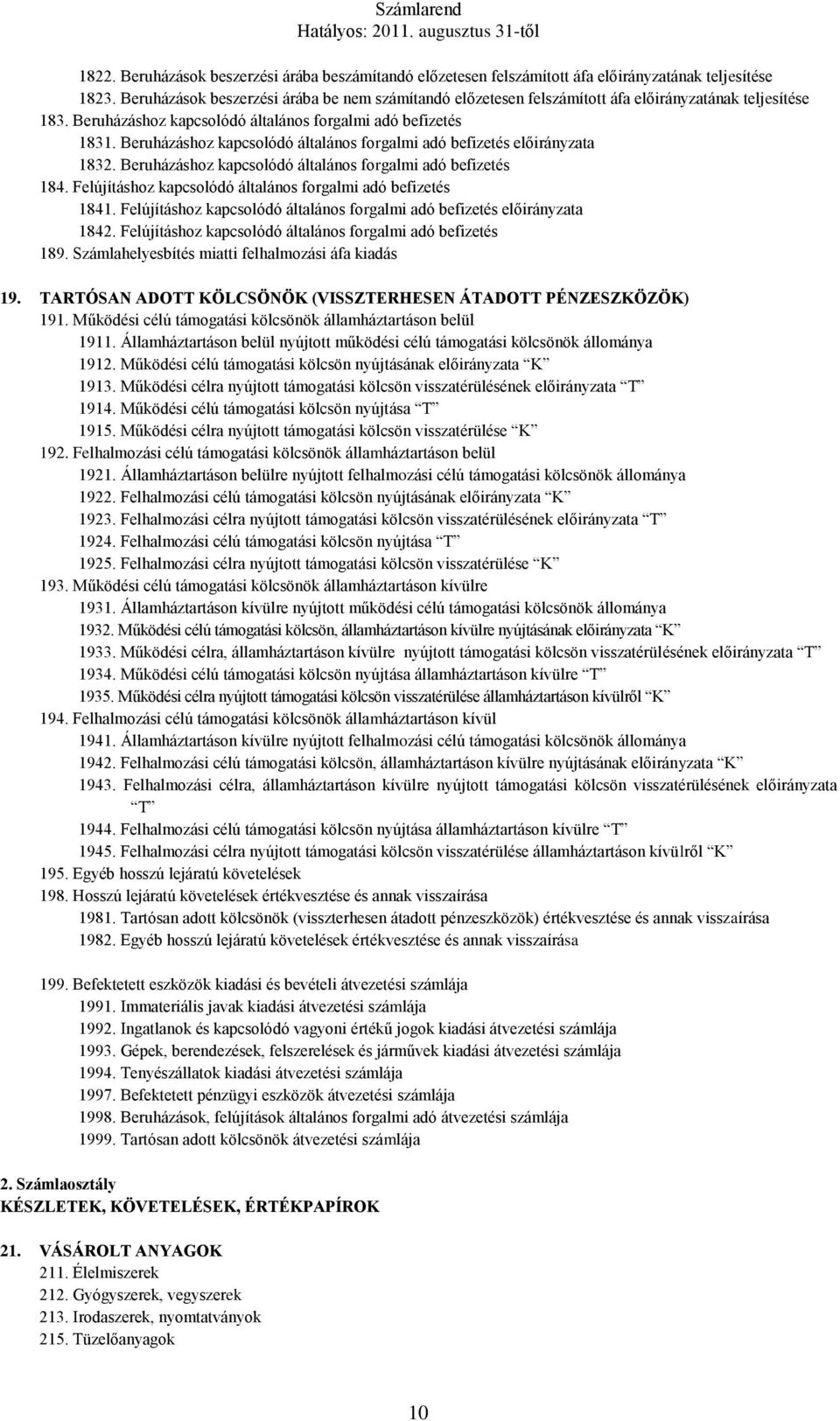 Beruházáshoz kapcsolódó általános forgalmi adó befizetés előirányzata 1832. Beruházáshoz kapcsolódó általános forgalmi adó befizetés 184. Felújításhoz kapcsolódó általános forgalmi adó befizetés 1841.