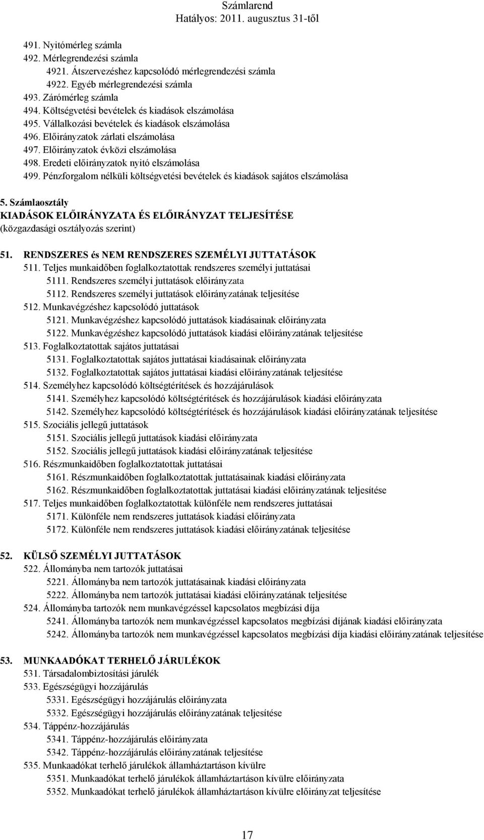 Eredeti előirányzatok nyitó elszámolása 499. Pénzforgalom nélküli költségvetési bevételek és kiadások sajátos elszámolása 5.