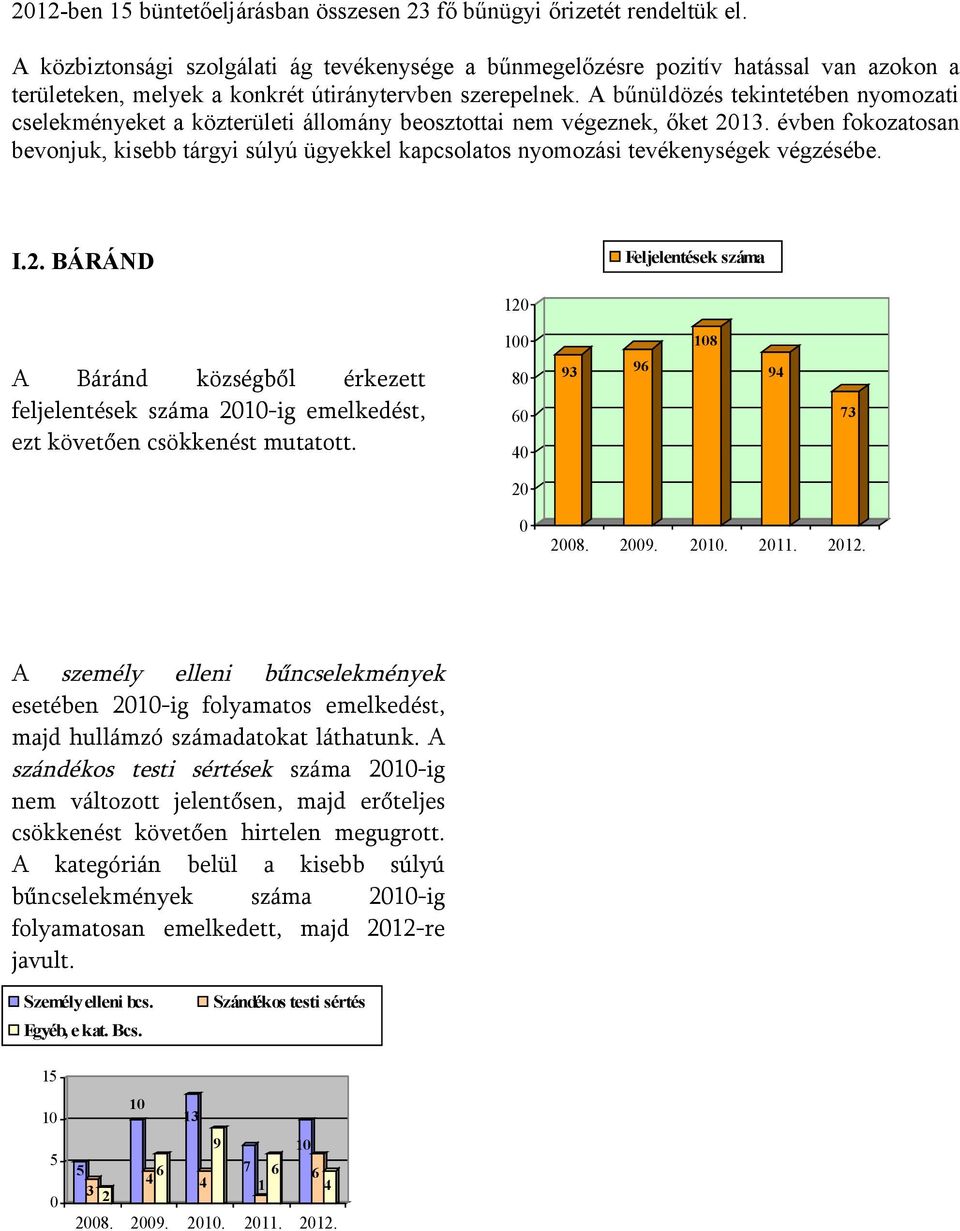 A bűnüldözés tekintetében nyomozati cselekményeket a közterületi állomány beosztottai nem végeznek, őket 2013.