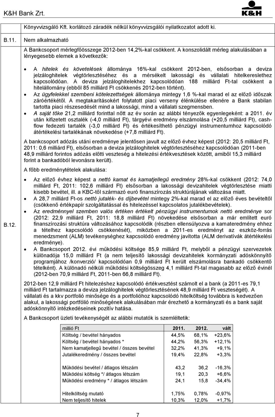 mérsékelt lakossági és vállalati hitelkereslethez kapcsolódóan. A deviza jelzáloghitelekhez kapcsolódóan 188 milliárd Ft-tal csökkent a hitelállomány (ebből 85 milliárd Ft csökkenés 2012-ben történt).