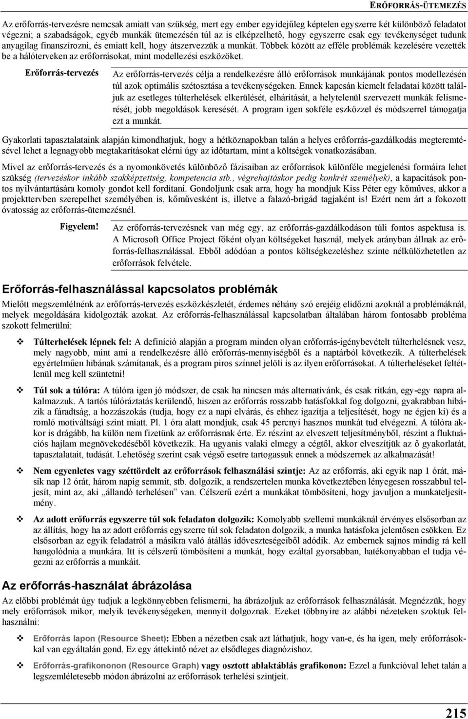 Többek között az efféle problémák kezelésére vezették be a hálóterveken az erőforrásokat, mint modellezési eszközöket.