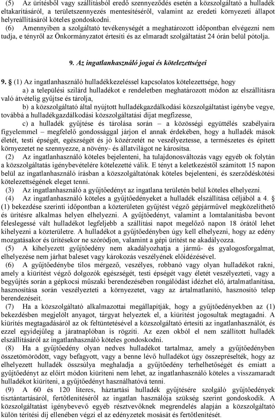 9. Az ingatlanhasználó jogai és kötelezettségei 9.