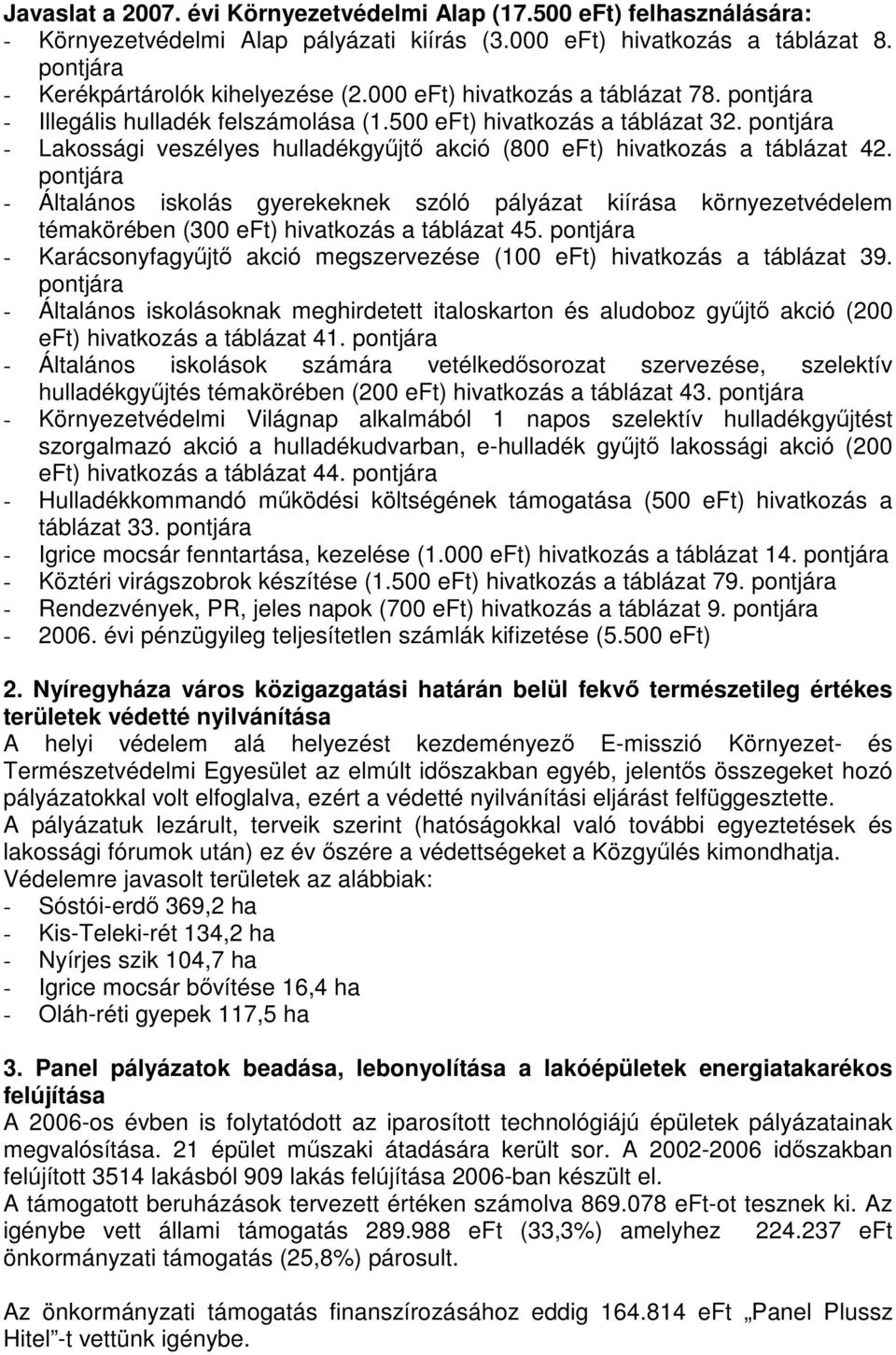 pontjára - Lakossági veszélyes hulladékgyűjtő akció (800 eft) hivatkozás a táblázat 42.