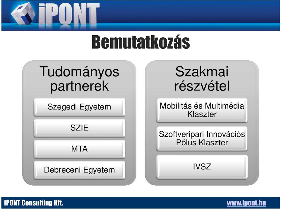 részvétel Mobilitás és Multimédia Klaszter