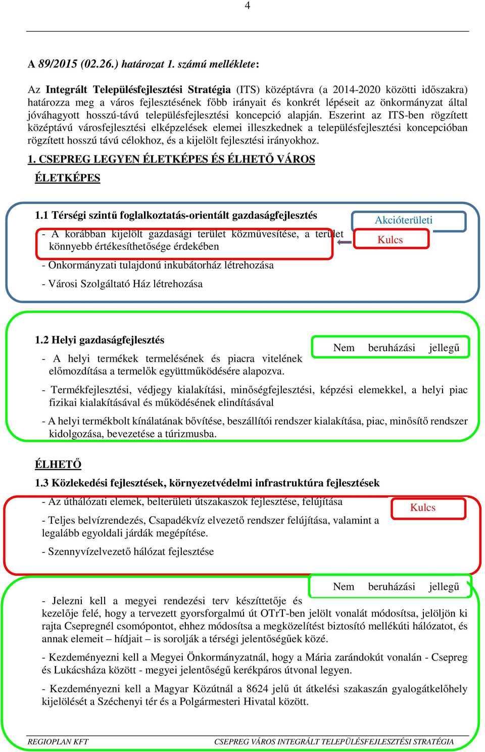 által jóváhagyott hosszú-távú településfejlesztési koncepció alapján.