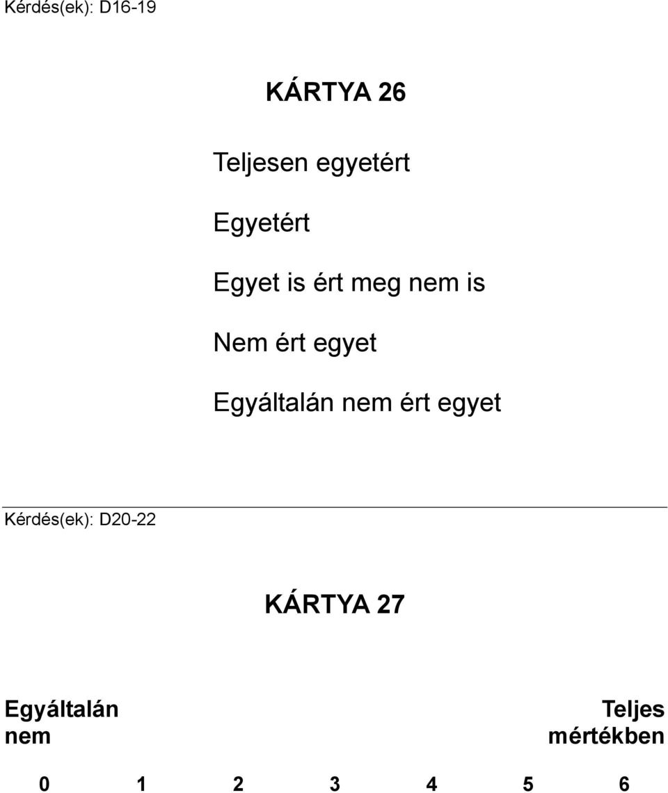 Egyáltalán nem ért egyet Kérdés(ek): D20-22