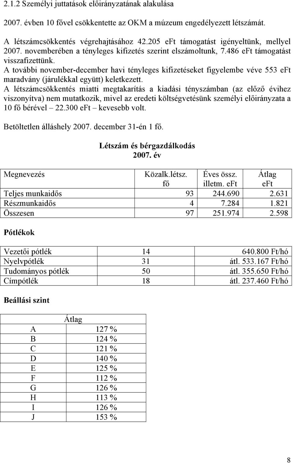 A további november-december havi tényleges kifizetéseket figyelembe véve 553 eft maradvány (járulékkal együtt) keletkezett.