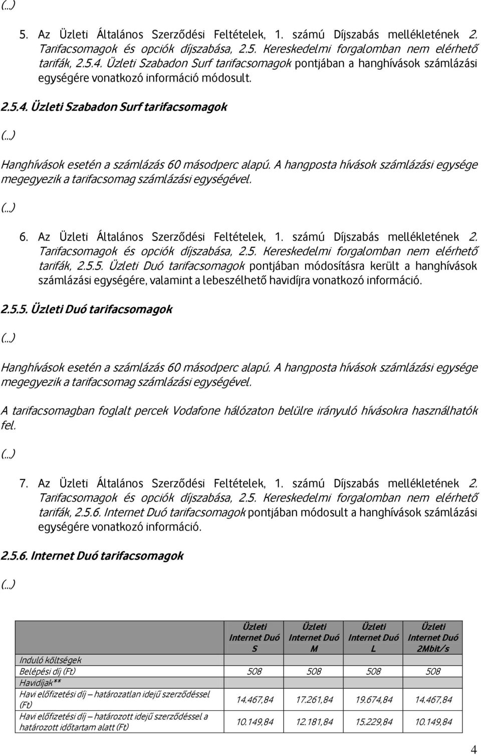 Üzleti Szabadon Surf tarifacsomagok Hanghívások esetén a számlázás 60 másodperc alapú. A hangposta hívások számlázási egysége megegyezik a tarifacsomag számlázási egységével. 6. Az Üzleti Általános Szerződési Feltételek, 1.