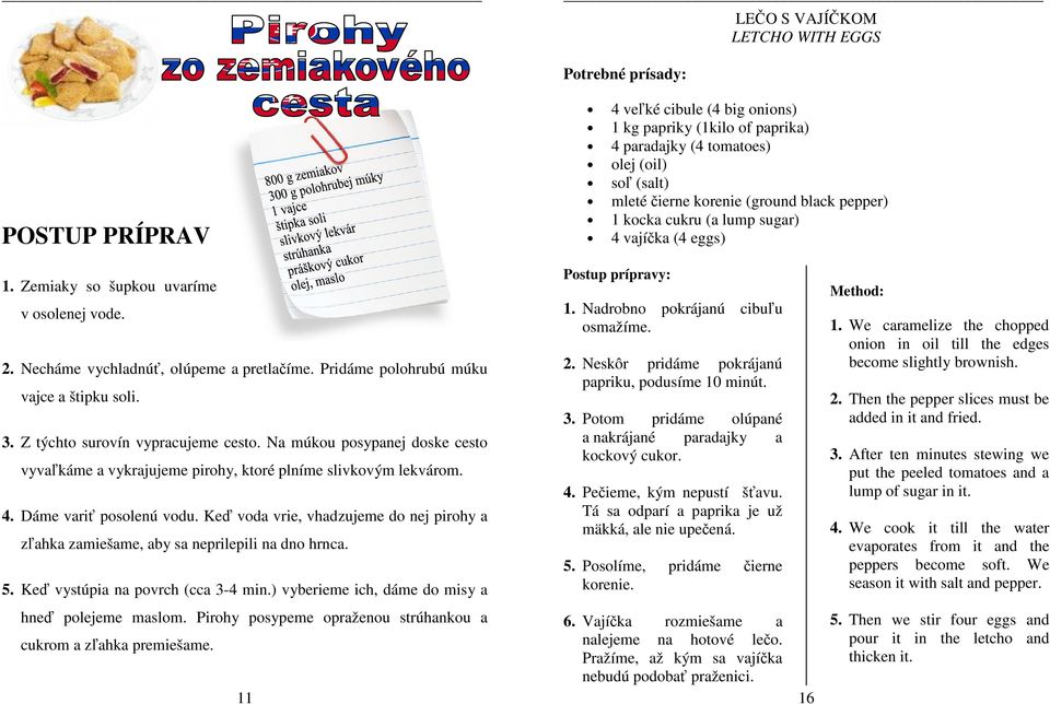 Pridáme polohrubú múku vajce a štipku soli. 3. Z týchto surovín vypracujeme cesto. Na múkou posypanej doske cesto vyvaľkáme a vykrajujeme pirohy, ktoré plníme slivkovým lekvárom. 4.