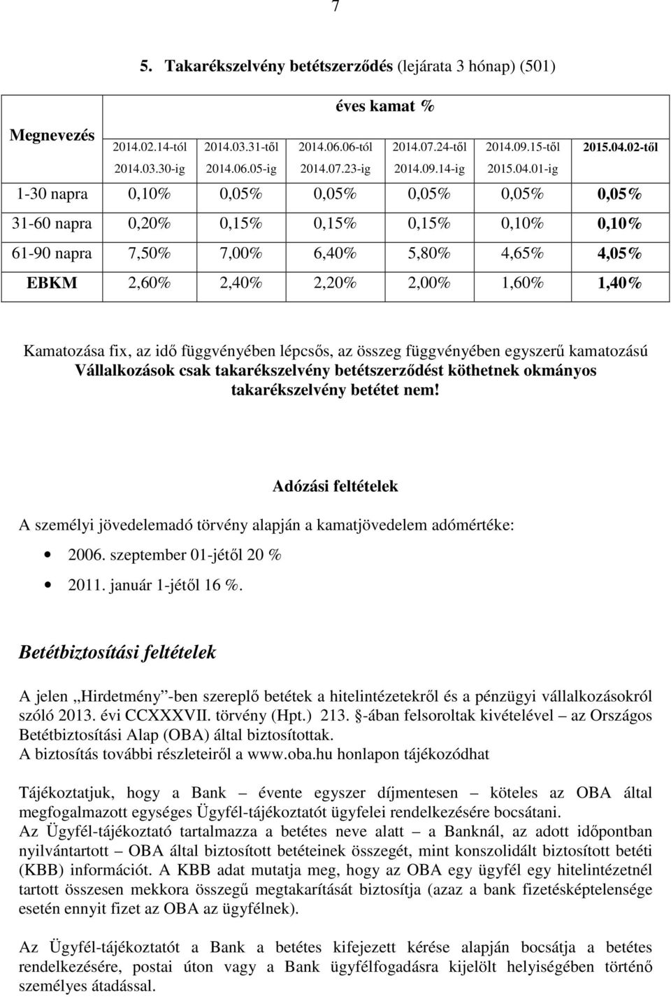 idő függvényében lépcsős, az összeg függvényében egyszerű kamatozású Vállalkozások csak takarékszelvény betétszerződést köthetnek okmányos takarékszelvény betétet nem!