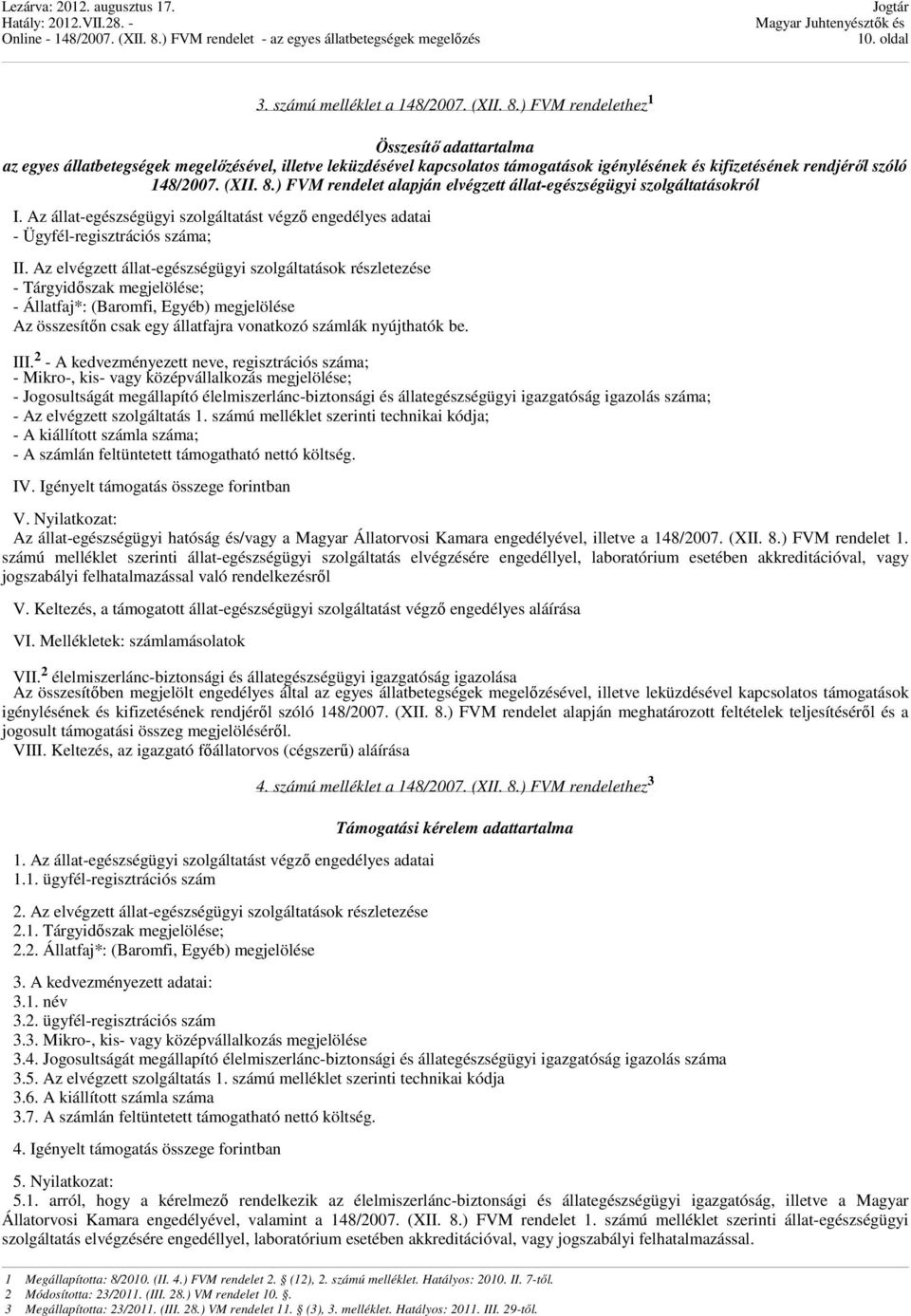 148/2007. (XII. 8.) FVM rendelet - PDF Ingyenes letöltés