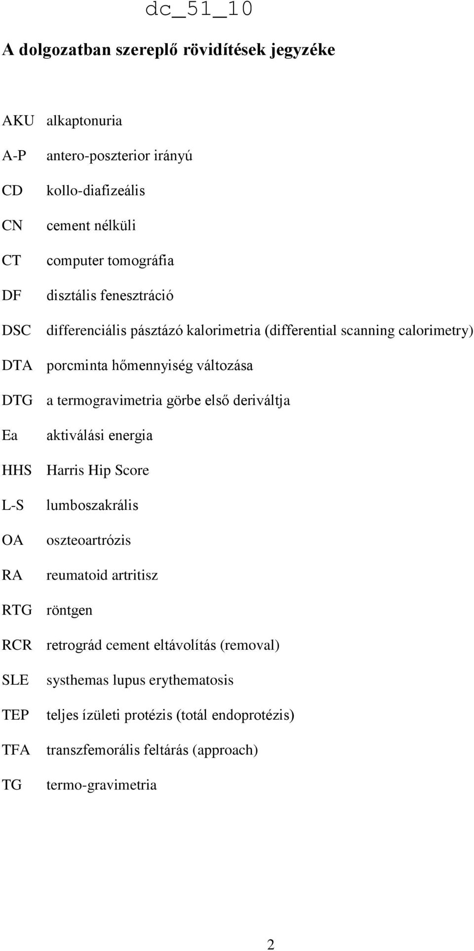 görbe első deriváltja Ea aktiválási energia HHS Harris Hip Score L-S OA RA lumboszakrális oszteoartrózis reumatoid artritisz RTG röntgen RCR retrográd cement