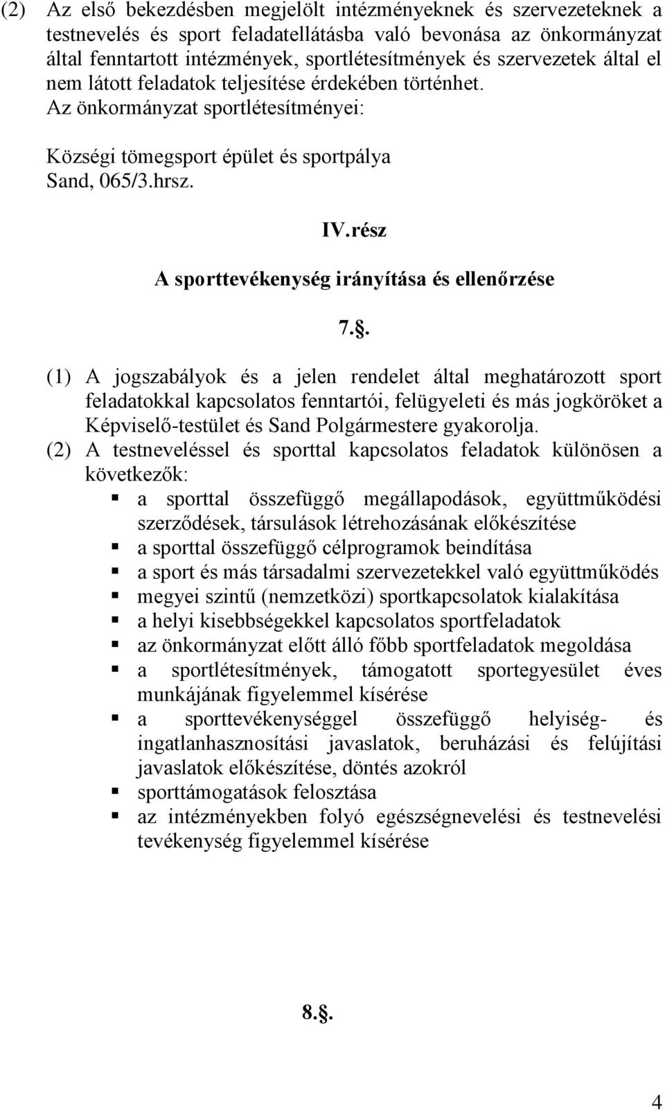 rész A sporttevékenység irányítása és ellenőrzése 7.