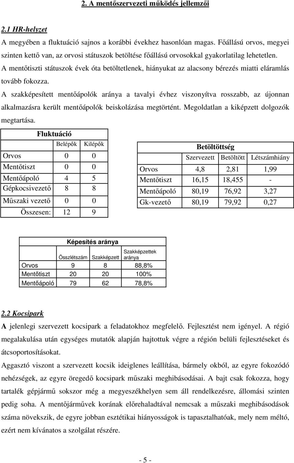 A mentıtiszti státuszok évek óta betöltetlenek, hiányukat az alacsony bérezés miatti eláramlás tovább fokozza.