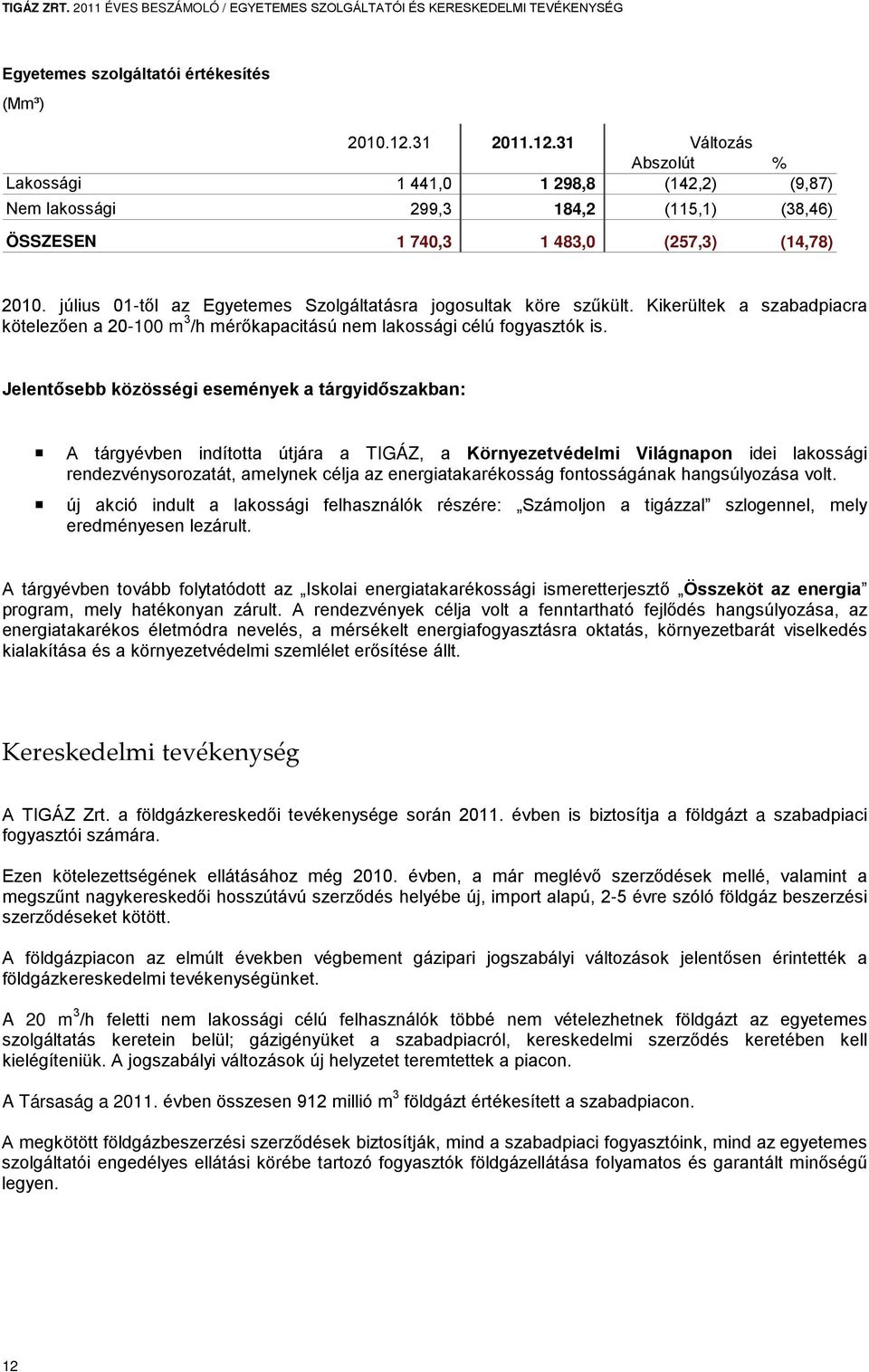 július 01-től az Egyetemes Szolgáltatásra jogosultak köre szűkült. Kikerültek a szabadpiacra kötelezően a 20-100 m 3 /h mérőkapacitású nem lakossági célú fogyasztók is.