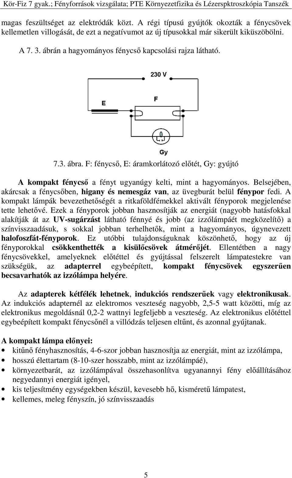 Belsejében, akárcsak a fénycsőben, higany és nemesgáz van, az üvegburát belül fénypor fedi. A kompakt lámpák bevezethetőségét a ritkaföldfémekkel aktivált fényporok megjelenése tette lehetővé.