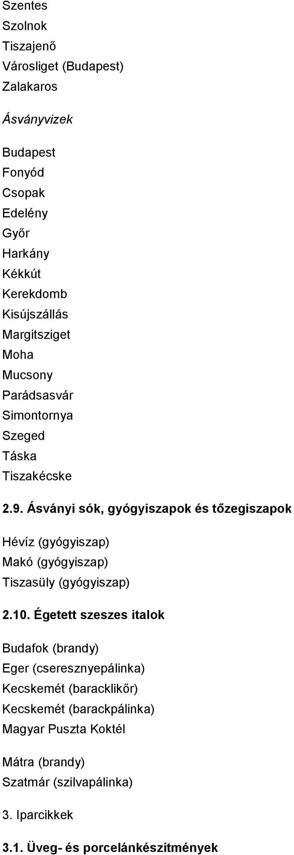 Ásványi sók, gyógyiszapok és tızegiszapok Hévíz (gyógyiszap) Makó (gyógyiszap) Tiszasüly (gyógyiszap) 2.10.