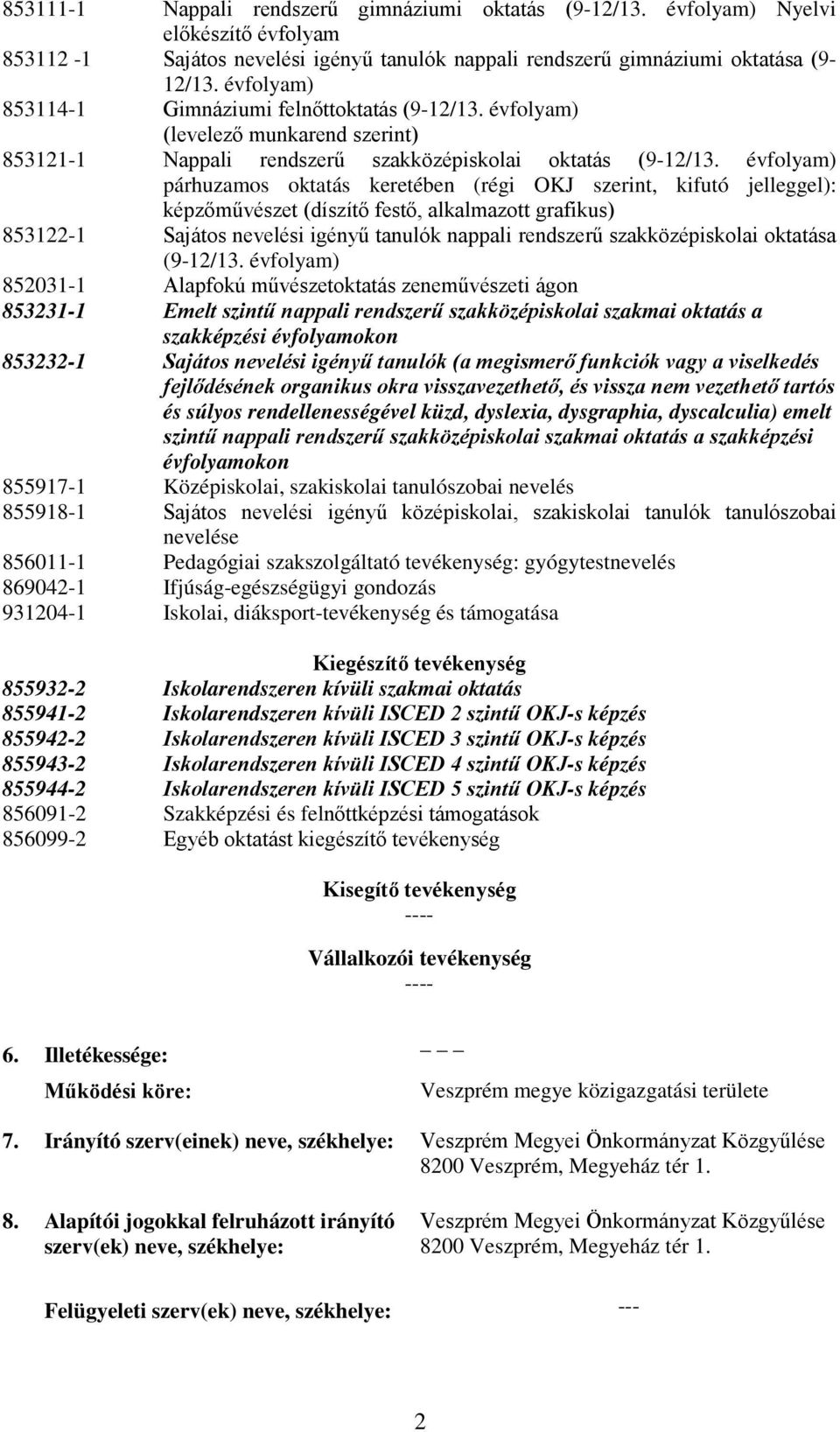 évfolyam) párhuzamos oktatás keretében (régi OKJ szerint, kifutó jelleggel): képzőművészet (díszítő festő, alkalmazott grafikus) 853122-1 Sajátos nevelési igényű tanulók nappali rendszerű