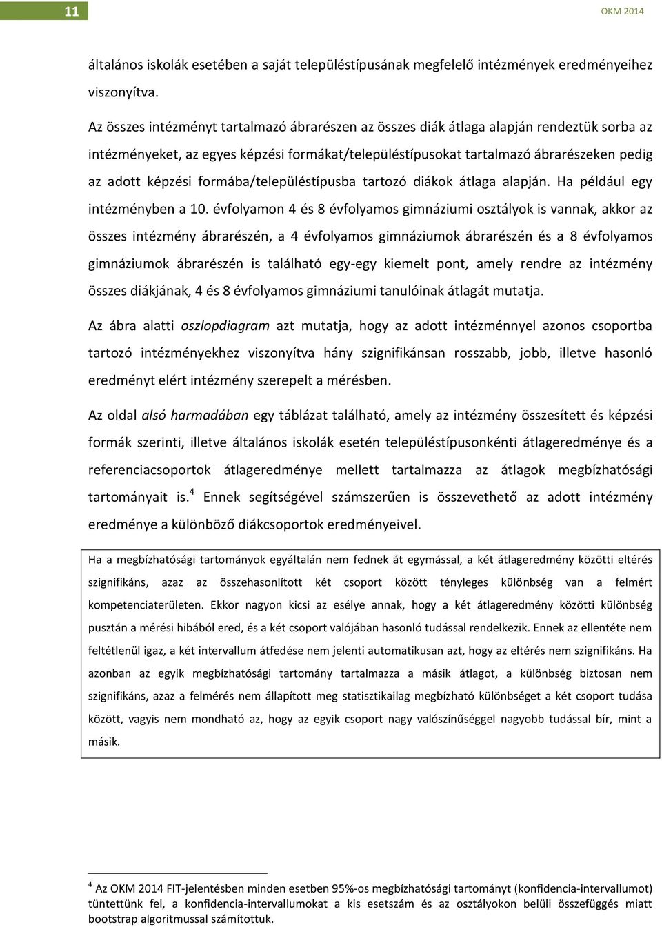 formába/településtípusba tartozó diákok átlaga alapján. Ha például egy intézményben a 10.