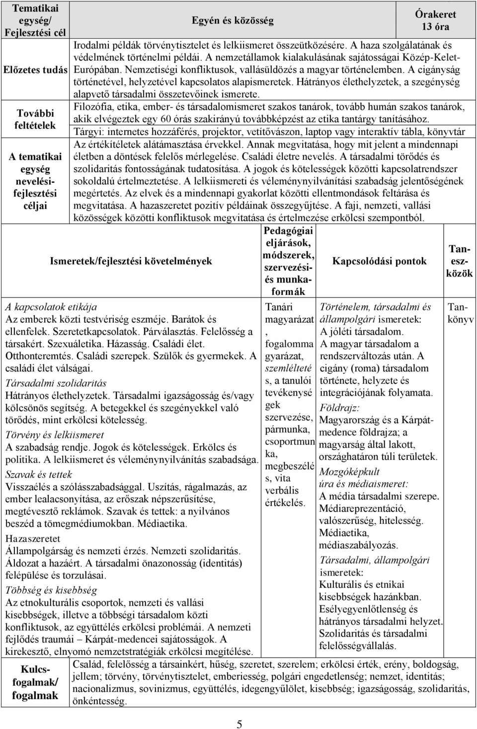 Nemzetiségi konfliktusok, vallásüldözés a magyar történelemben. A cigányság történetével, helyzetével kapcsolatos alapismeretek.