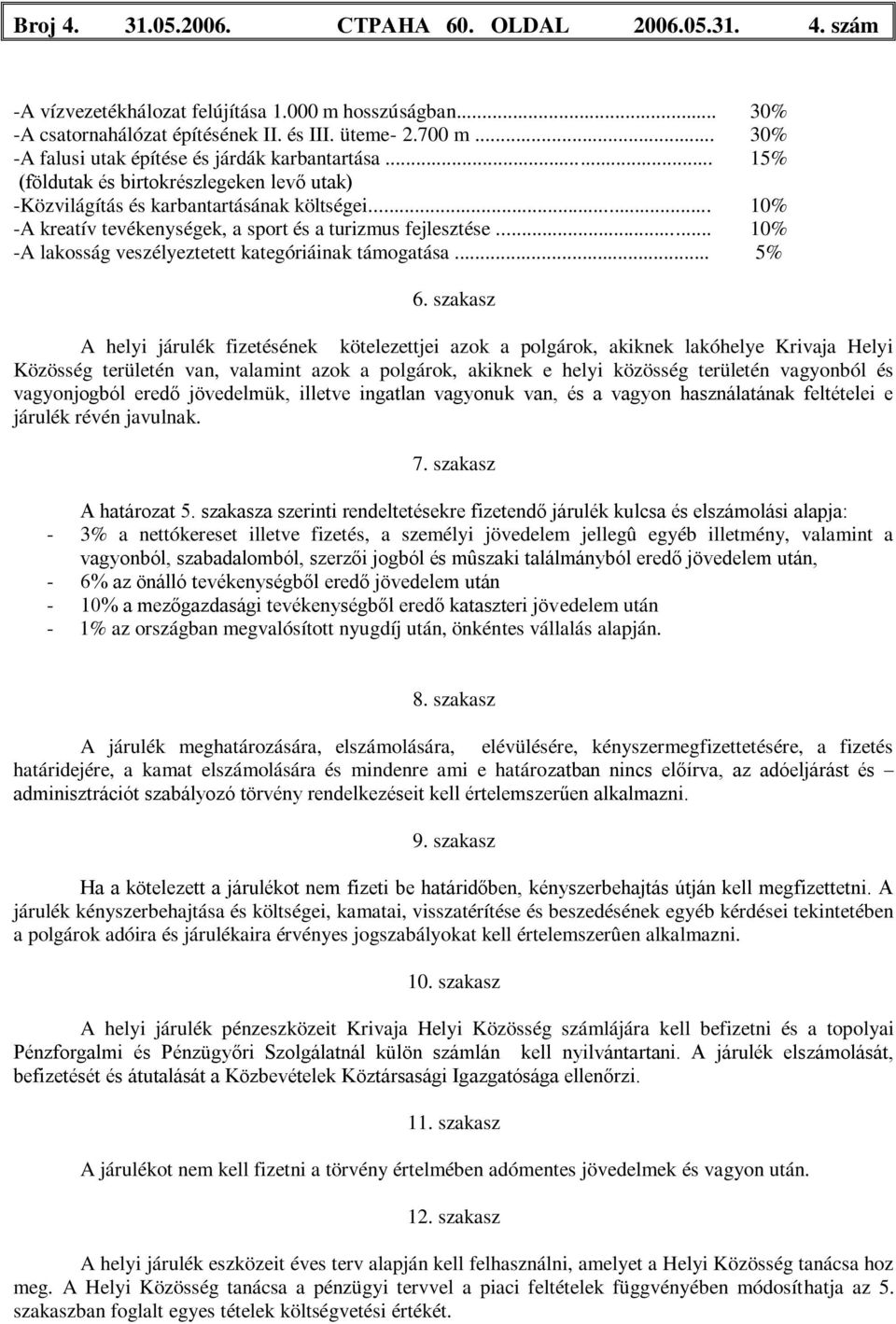 .. 10% -A kreatív tevékenységek, a sport és a turizmus fejlesztése... 10% -A lakosság veszélyeztetett kategóriáinak támogatása... 5% 6.