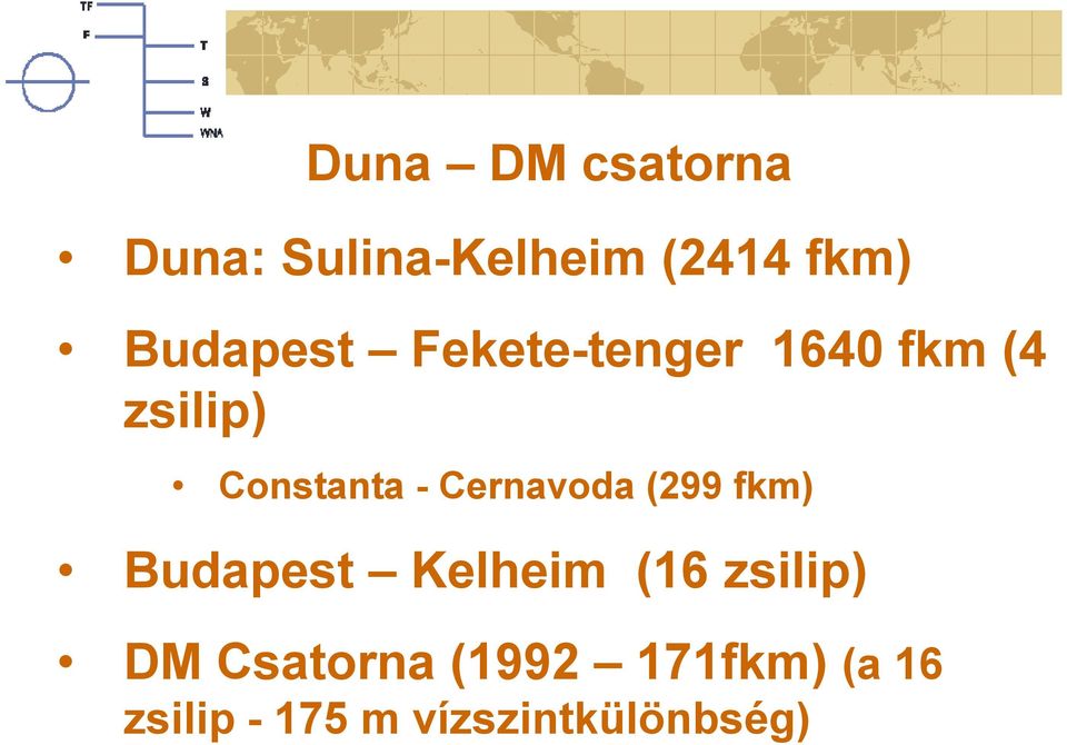 Cernavoda (299 fkm) Budapest Kelheim (16 zsilip) DM