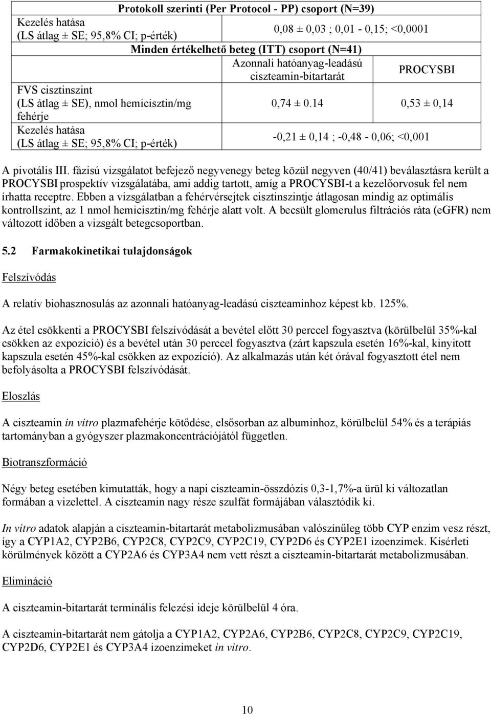 14 0,53 ± 0,14 fehérje Kezelés hatása (LS átlag ± SE; 95,8% CI; p-érték) -0,21 ± 0,14 ; -0,48-0,06; <0,001 A pivotális III.