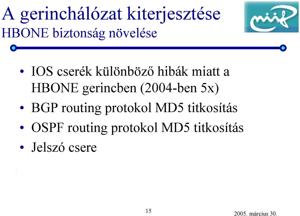 gerincben (2004-ben 5x) BGP routing protokolmd5