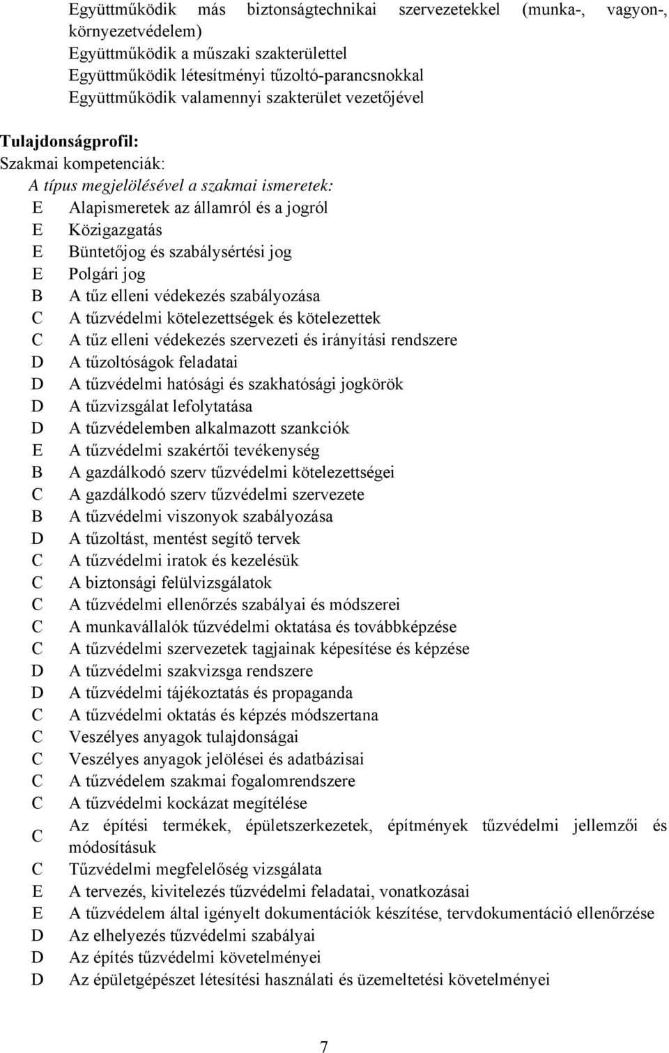 szabálysértési jog E Polgári jog B A tűz elleni védekezés szabályozása A tűzvédelmi kötelezettségek és kötelezettek A tűz elleni védekezés szervezeti és irányítási rendszere D A tűzoltóságok