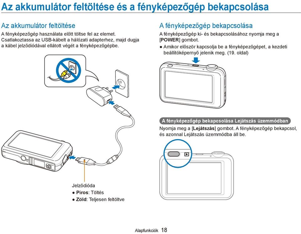 A fényképezőgép bekapcsolása A fényképezőgép ki- és bekapcsolásához nyomja meg a [POWER] gombot.