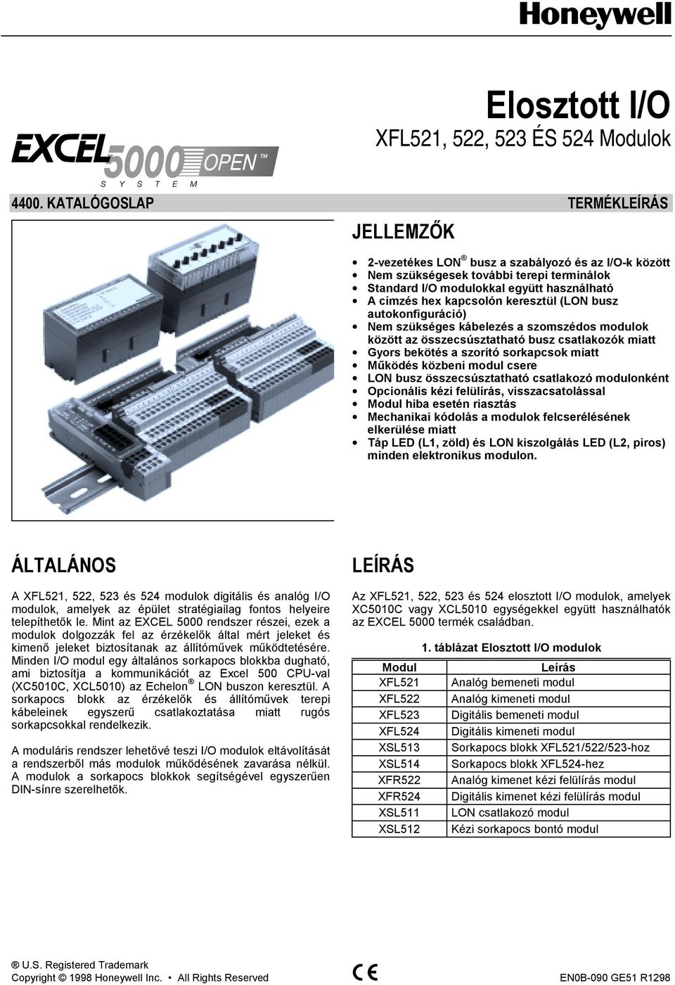 Elosztott I/O. XFL521, 522, 523 ÉS 524 Modulok JELLEMZŐK LEÍRÁS ÁLTALÁNOS  KATALÓGOSLAP TERMÉKLEÍRÁS - PDF Free Download