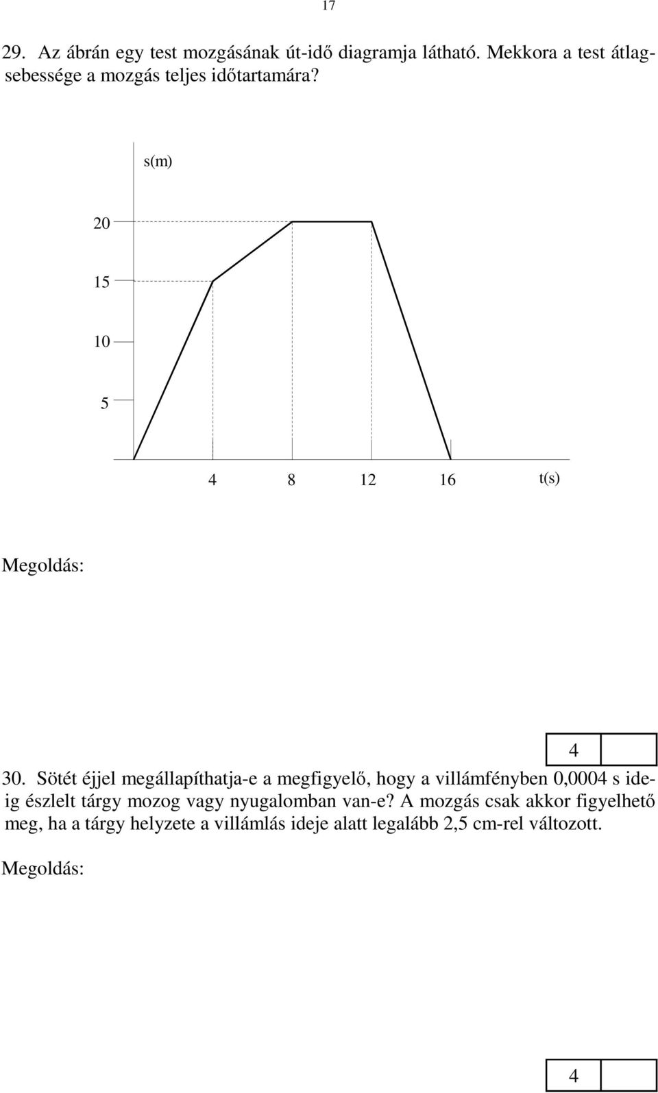 Sötét éjjel megállapíthatja-e a megfigyelő, hogy a villámfényben 0,000 s ideig észlelt tárgy mozog vagy nyugalomban van-e?