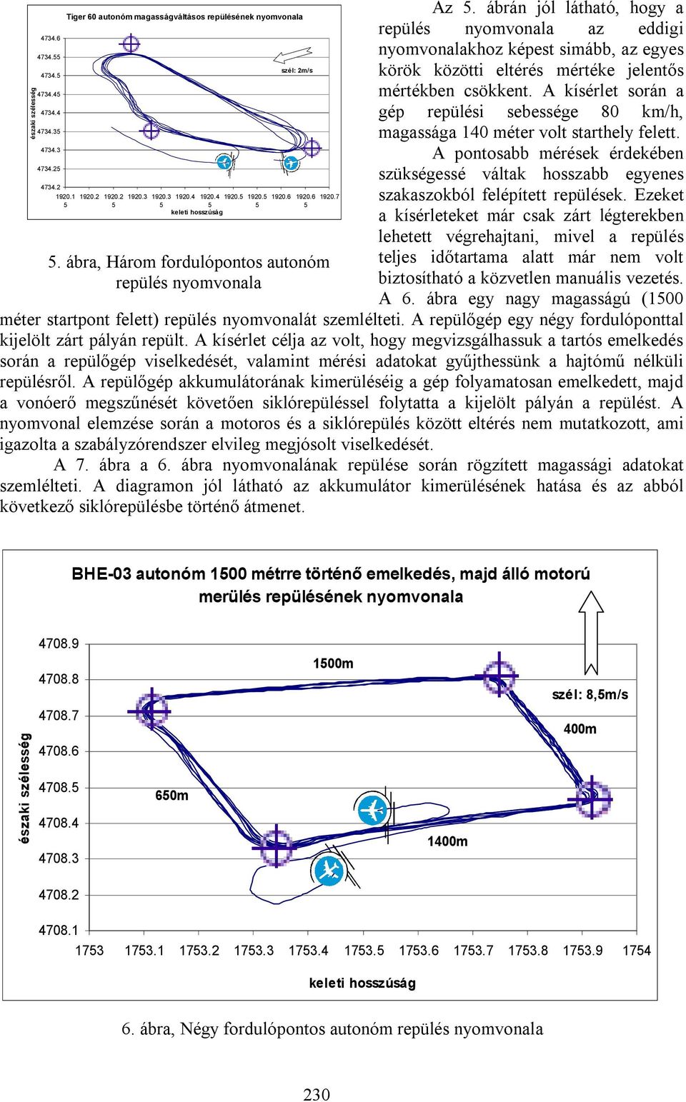 ábrán jól látható, hogy a repülés nyomvonala az eddigi nyomvonalakhoz képest simább, az egyes körök közötti eltérés mértéke jelentős mértékben csökkent.