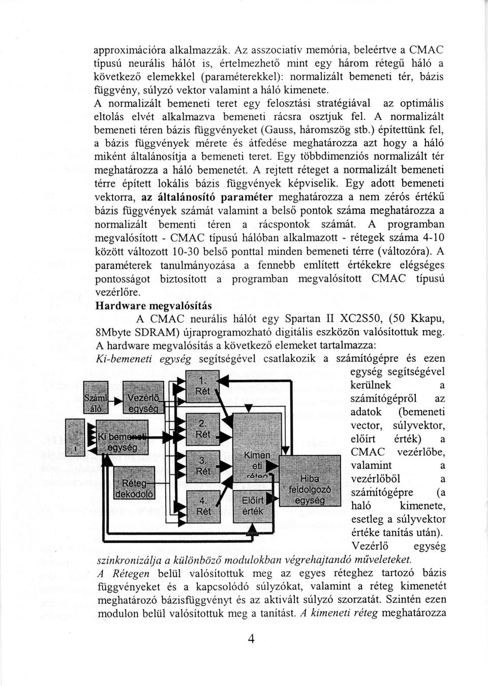 vektor valamint a háló kimenete. A normalizált bemeneti teret egy felosztási stratégiával az optimális eltolás elvét alkalmazva bemeneti rácsra osztjuk fel.