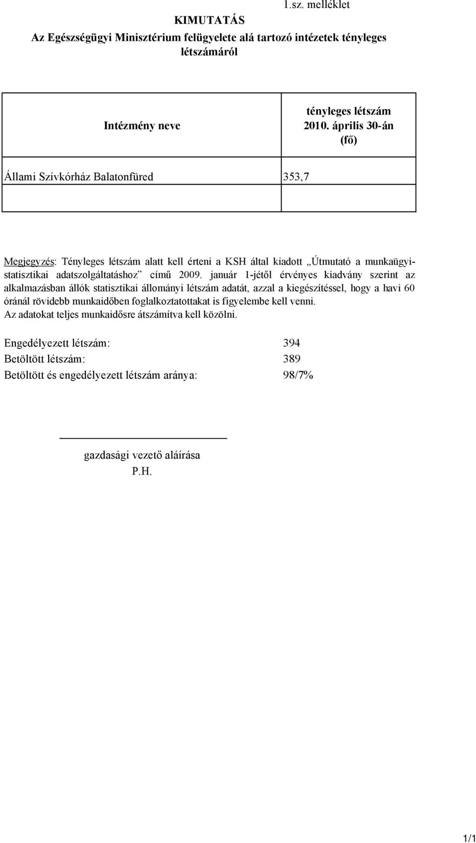 2009. január 1-jétől érvényes kiadvány szerint az alkalmazásban állók statisztikai állományi létszám adatát, azzal a kiegészítéssel, hogy a havi 60 óránál rövidebb munkaidőben