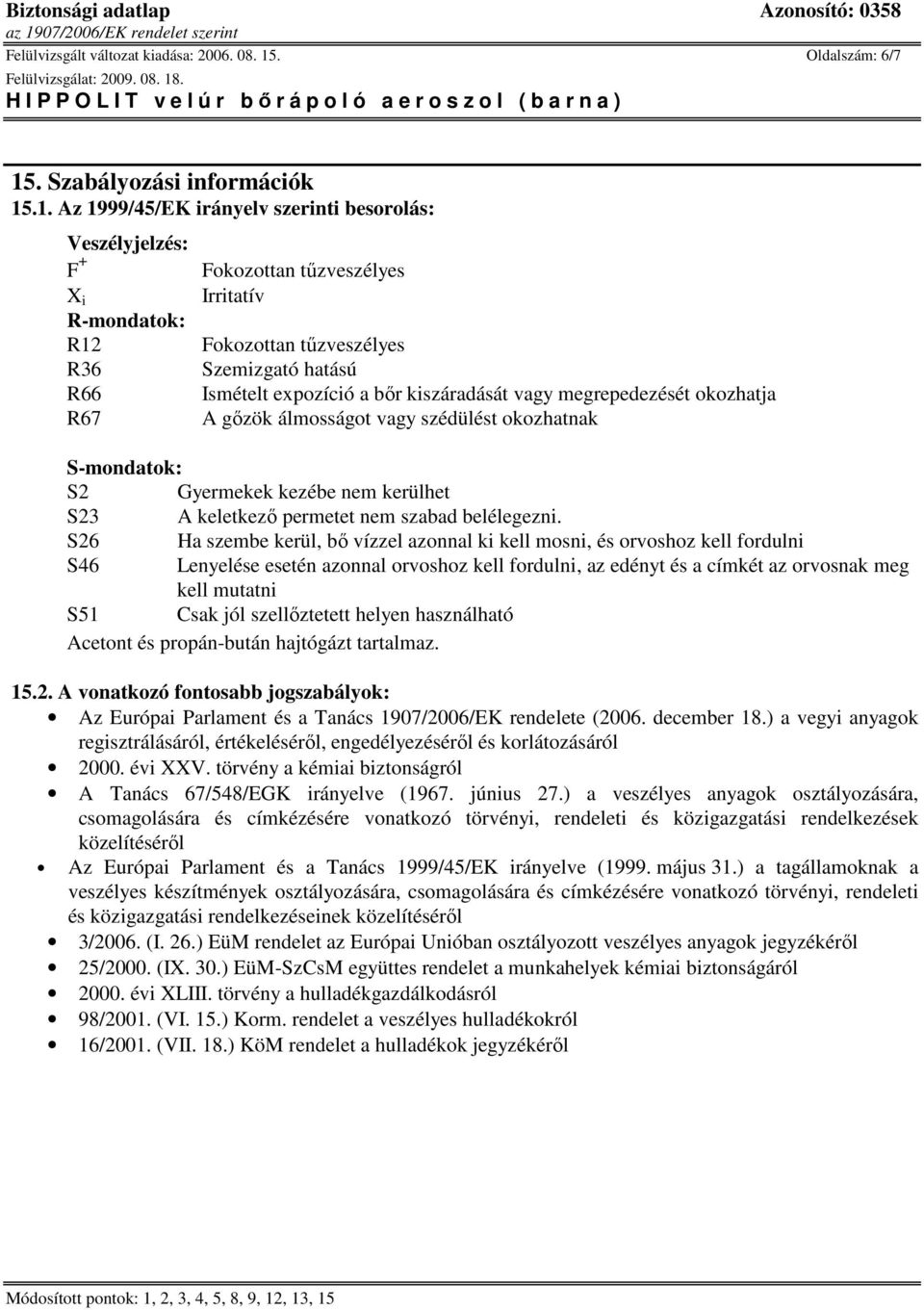 . Szabályozási információk 15