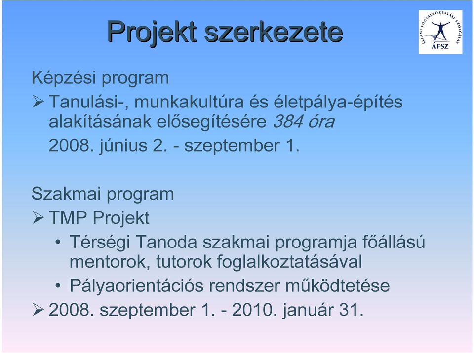 Szakmai program TMP Projekt Térségi Tanoda szakmai programja főállású mentorok,