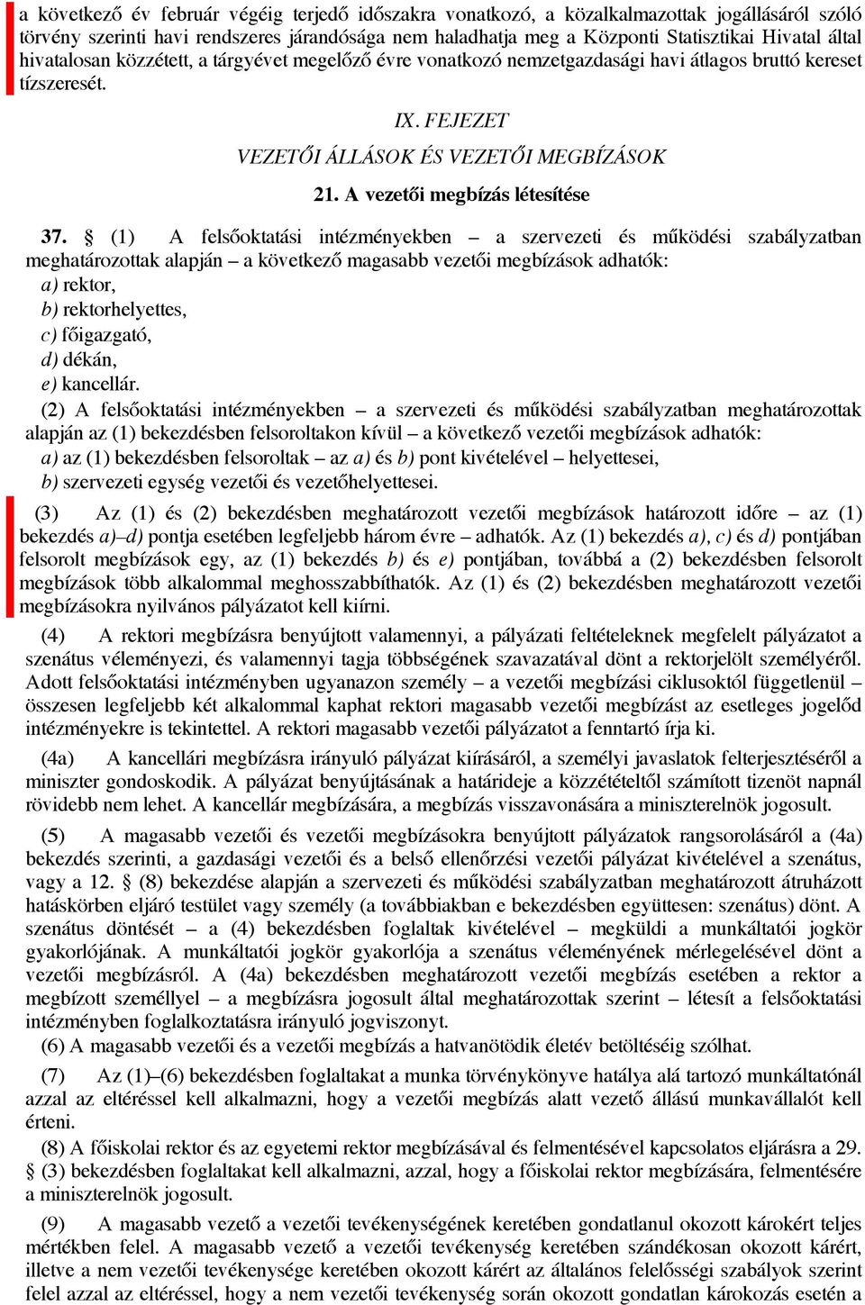 A vezetői megbízás létesítése 37.