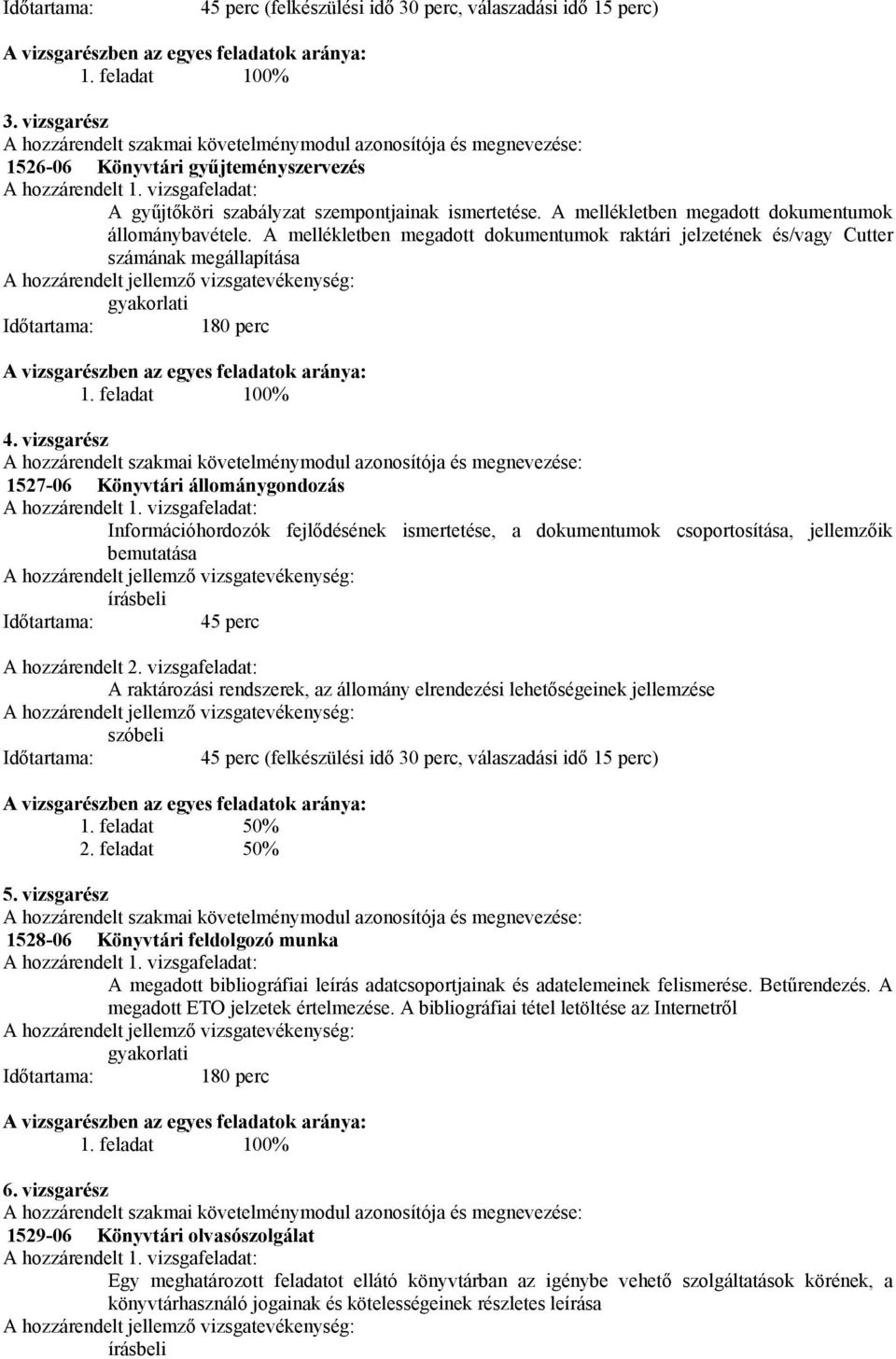 vizsgafeladat: A gyűjtőköri szabályzat szempontjainak ismertetése. A mellékletben megadott dokumentumok állománybavétele.