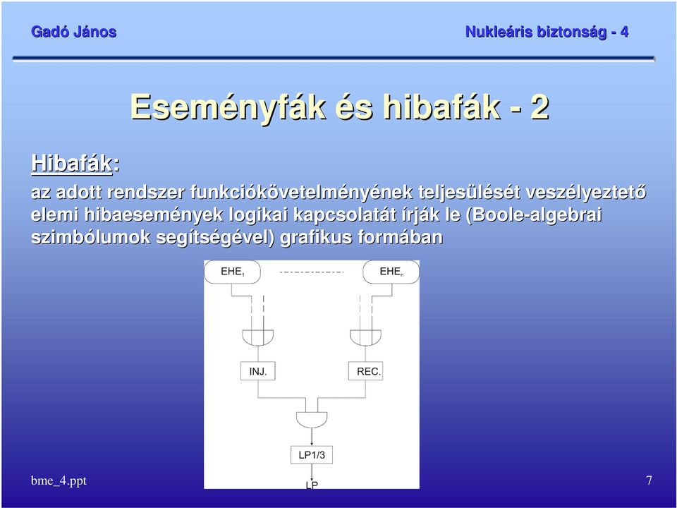 lyeztetı elemi hibaesemények logikai kapcsolatát írják le