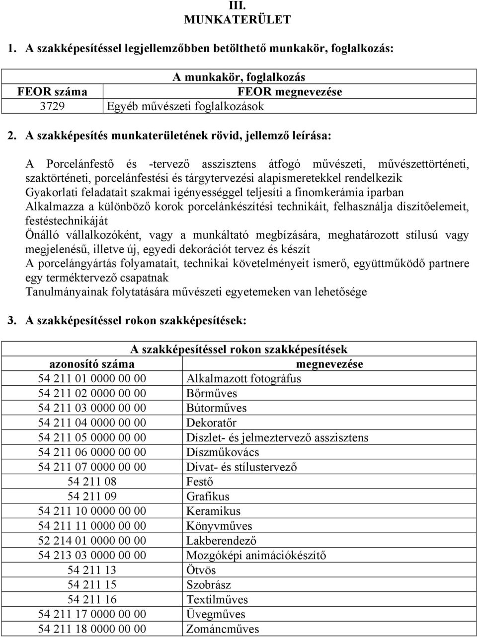 alapismeretekkel rendelkezik Gyakorlati feladatait szakmai igényességgel teljesíti a finomkerámia iparban Alkalmazza a különböző korok porcelánkészítési technikáit, felhasználja díszítőelemeit,