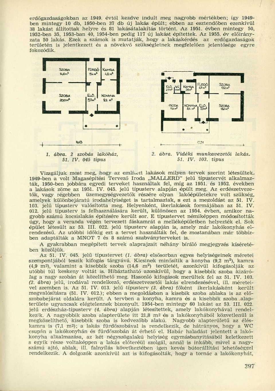 Az 1951. évben mintegy 50, 1952-tben 35, 1953-ban 40, 1954-ben pedig 117 új lakást építettek. Az 1955. év előirányzata 50 lakás.