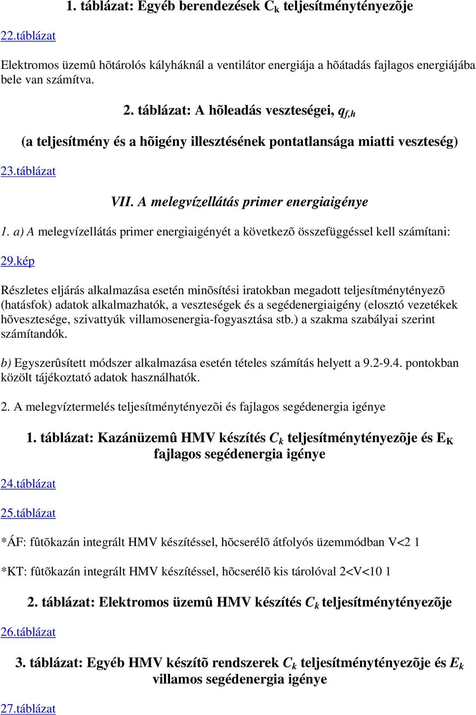 kép Részletes eljárás alkalmazása esetén minõsítési iratokban megadott teljesítménytényezõ (hatásfok) adatok alkalmazhatók, a veszteségek és a segédenergiaigény (elosztó vezetékek hõvesztesége,