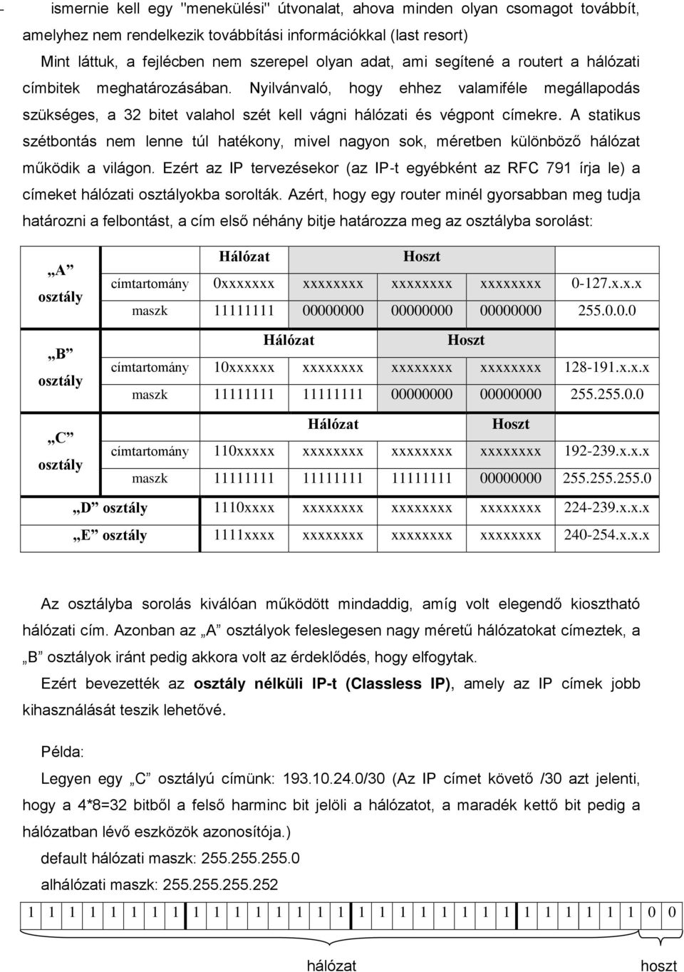 A statikus szétbontás nem lenne túl hatékony, mivel nagyon sok, méretben különböző hálózat működik a világon.