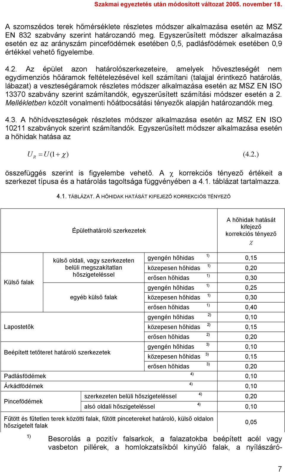 Az épület azon határolószerkezeteire, amelyek hőveszteségét nem egydimenziós hőáramok feltételezésével kell számítani (talajjal érintkező határolás, lábazat) a veszteségáramok részletes módszer