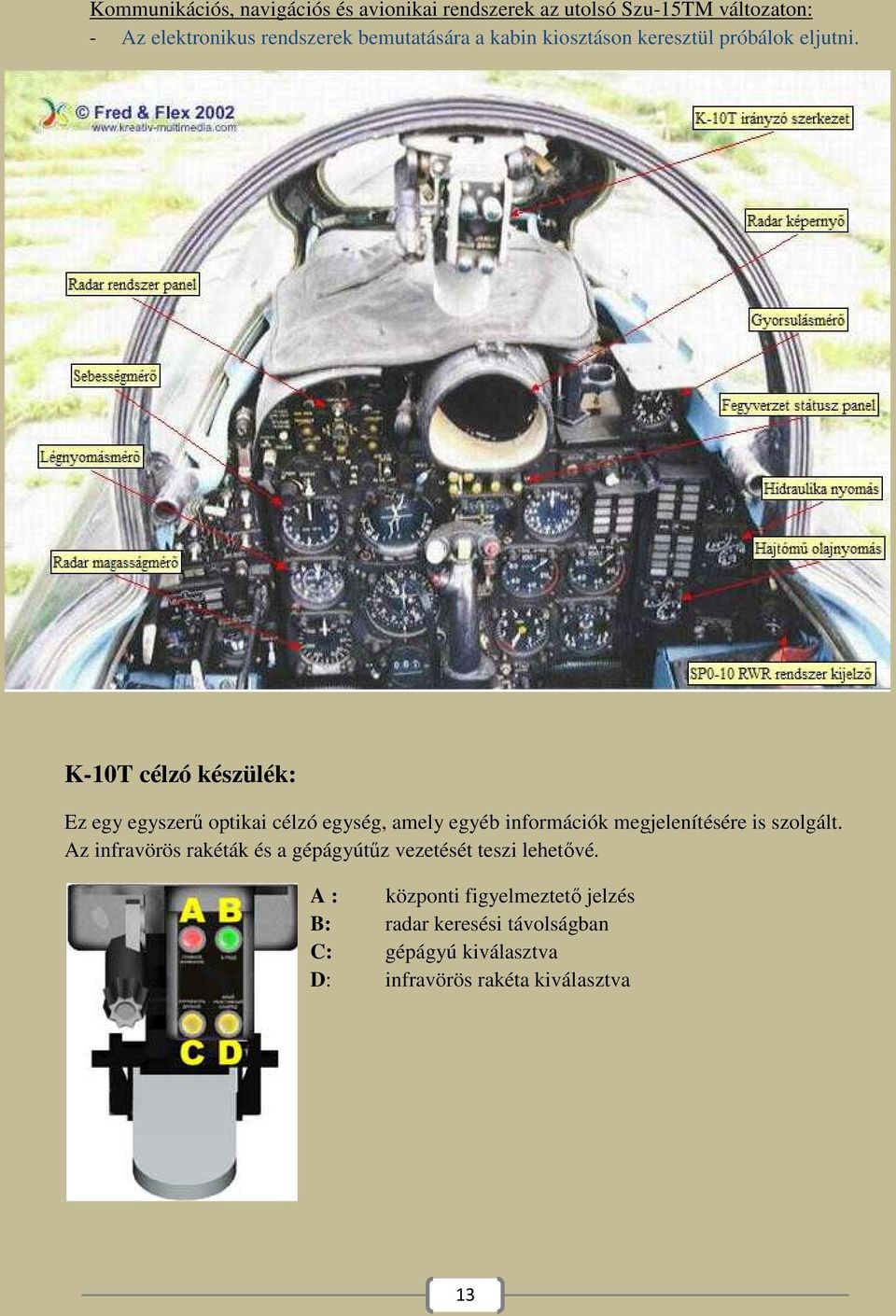 K-10T célzó készülék: Ez egy egyszerű optikai célzó egység, amely egyéb információk megjelenítésére is szolgált.