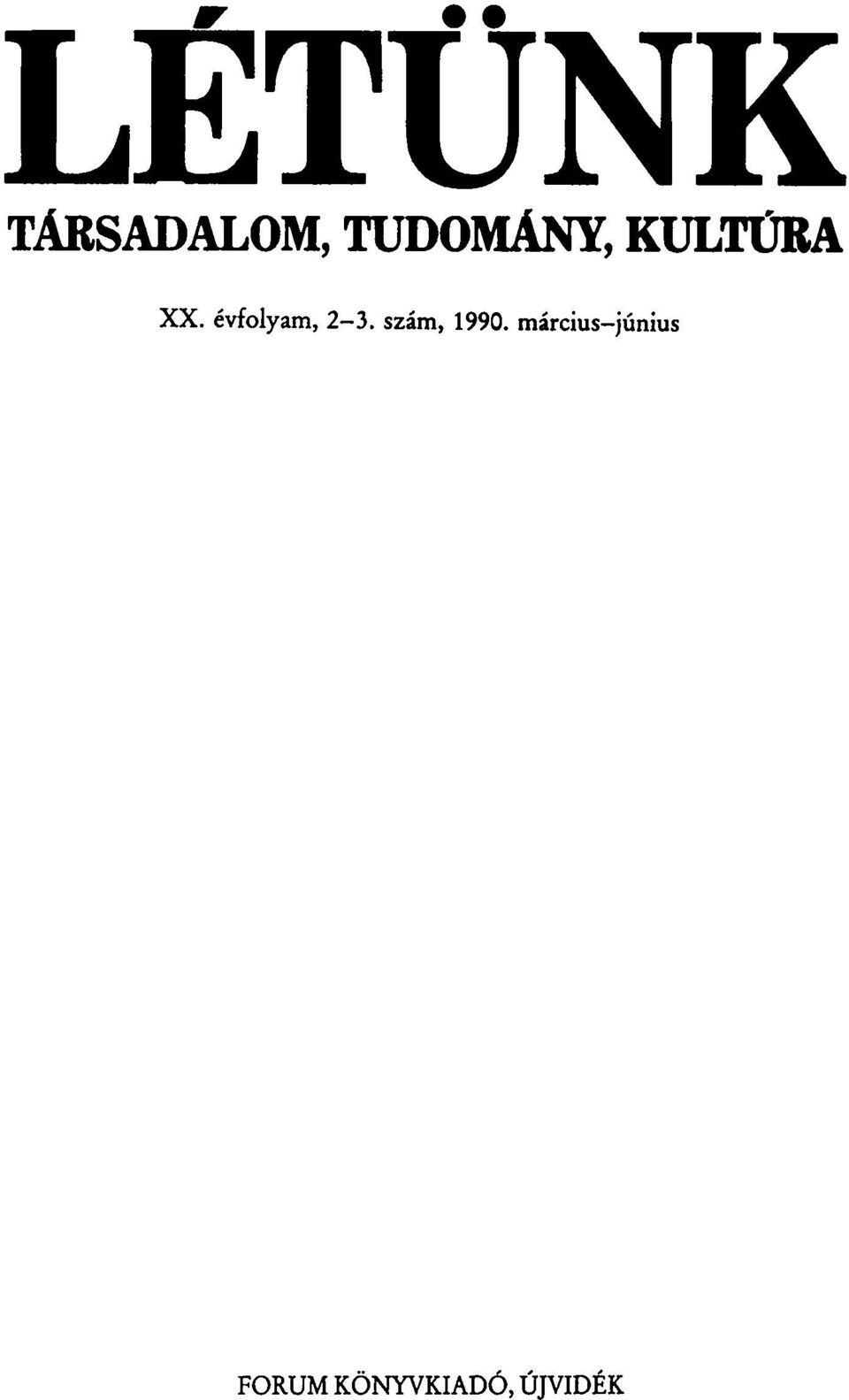 évfolyam, 2-3. szám, 1990.