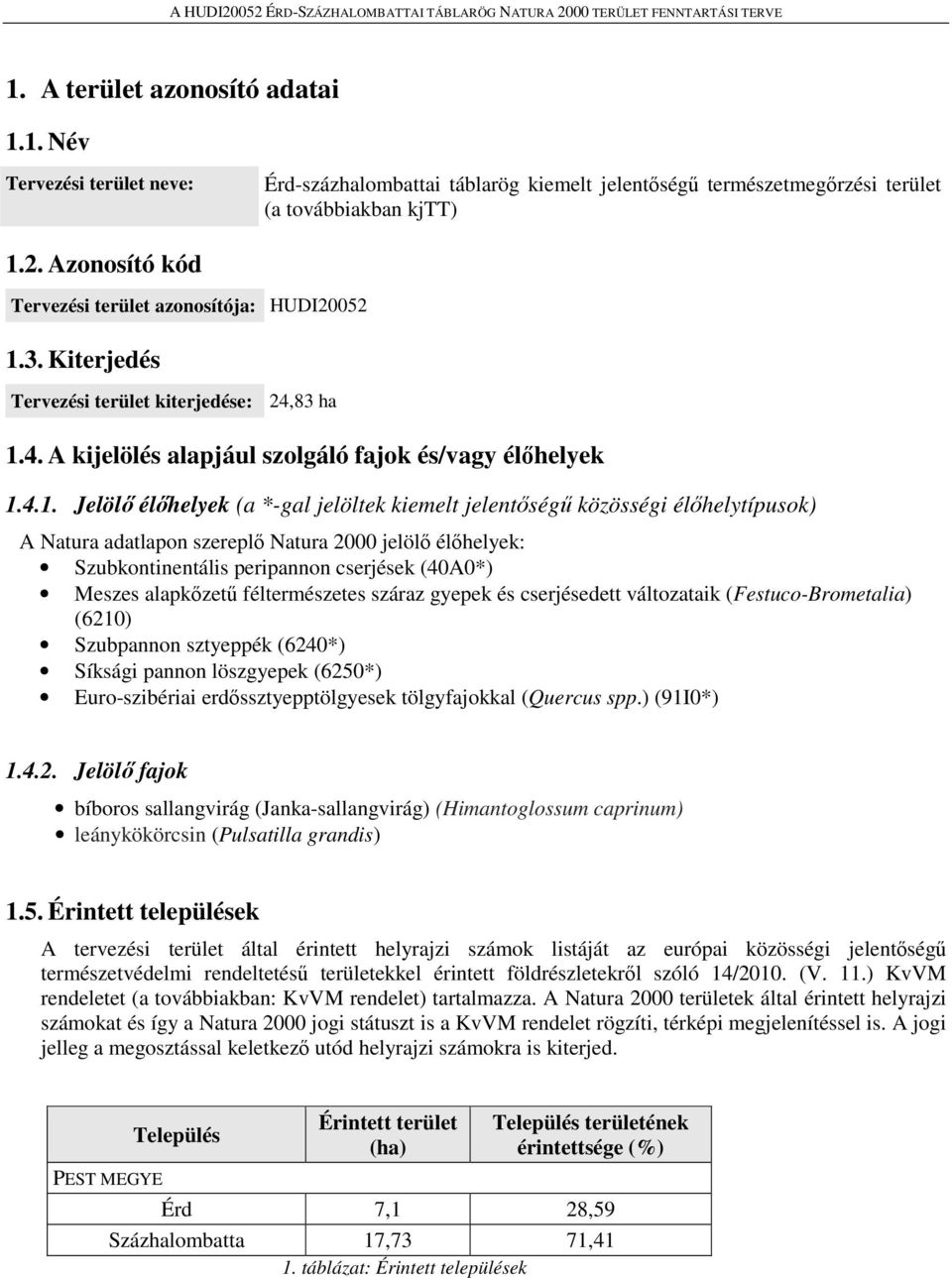 3. Kiterjedés Tervezési terület kiterjedése: 24,83 ha 1.